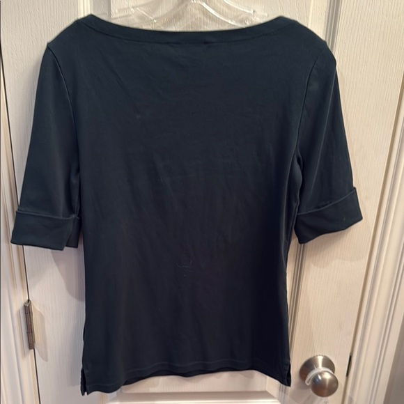 Lauren Ralph Lauren Dark Green Short Sleeve boat neck Top. Size M - Picture 5 of 6